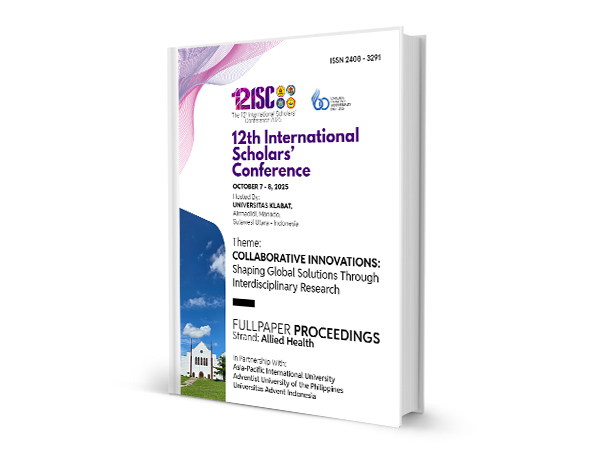 					View Vol. 12 No. 1 (2025): 12ISC FULL PAPER PROCEEDINGS - ALLIED HEALTH
				